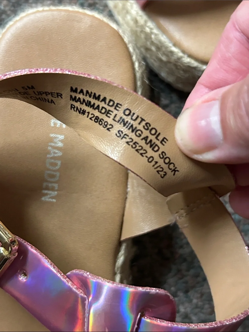 Steve Madden Holographic Pink Strappy Platform Sandals